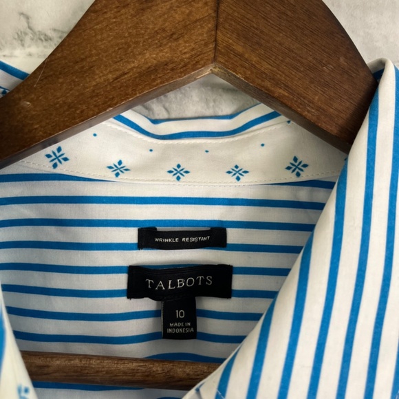Talbots Blue and White Striped Button Down Shirt - Picture 3 of 8